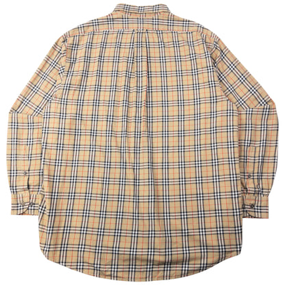 Vintage 90s Burberry Nova Check Long Sleeve Button Up Shirt Size XXL