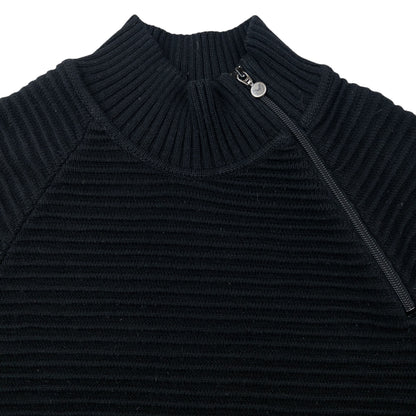 Vintage 2000s Armani Jeans Asymmetric Q Zip Ribbed Knit Jumper Size L