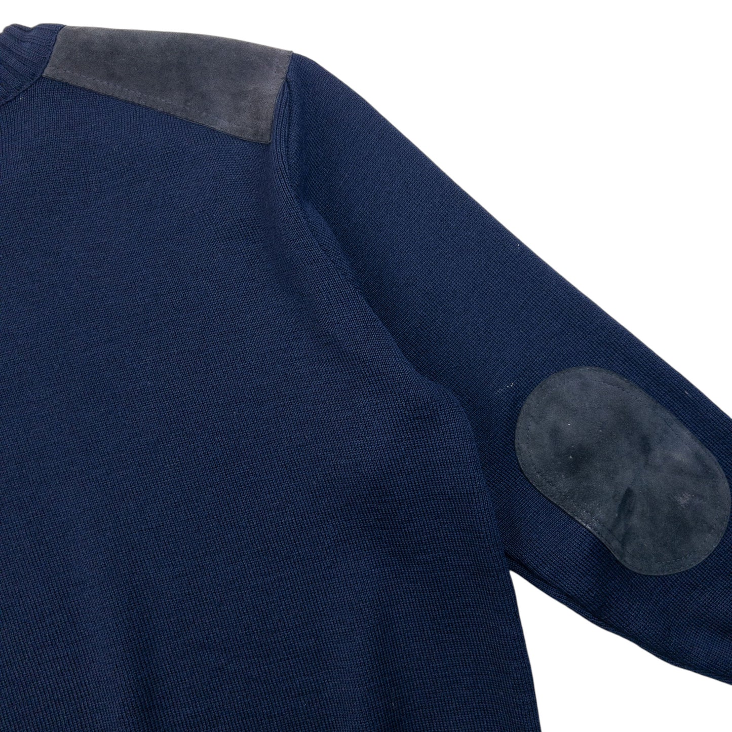 Vintage 90s Burberry Suede Patch Wool Jumper Size L