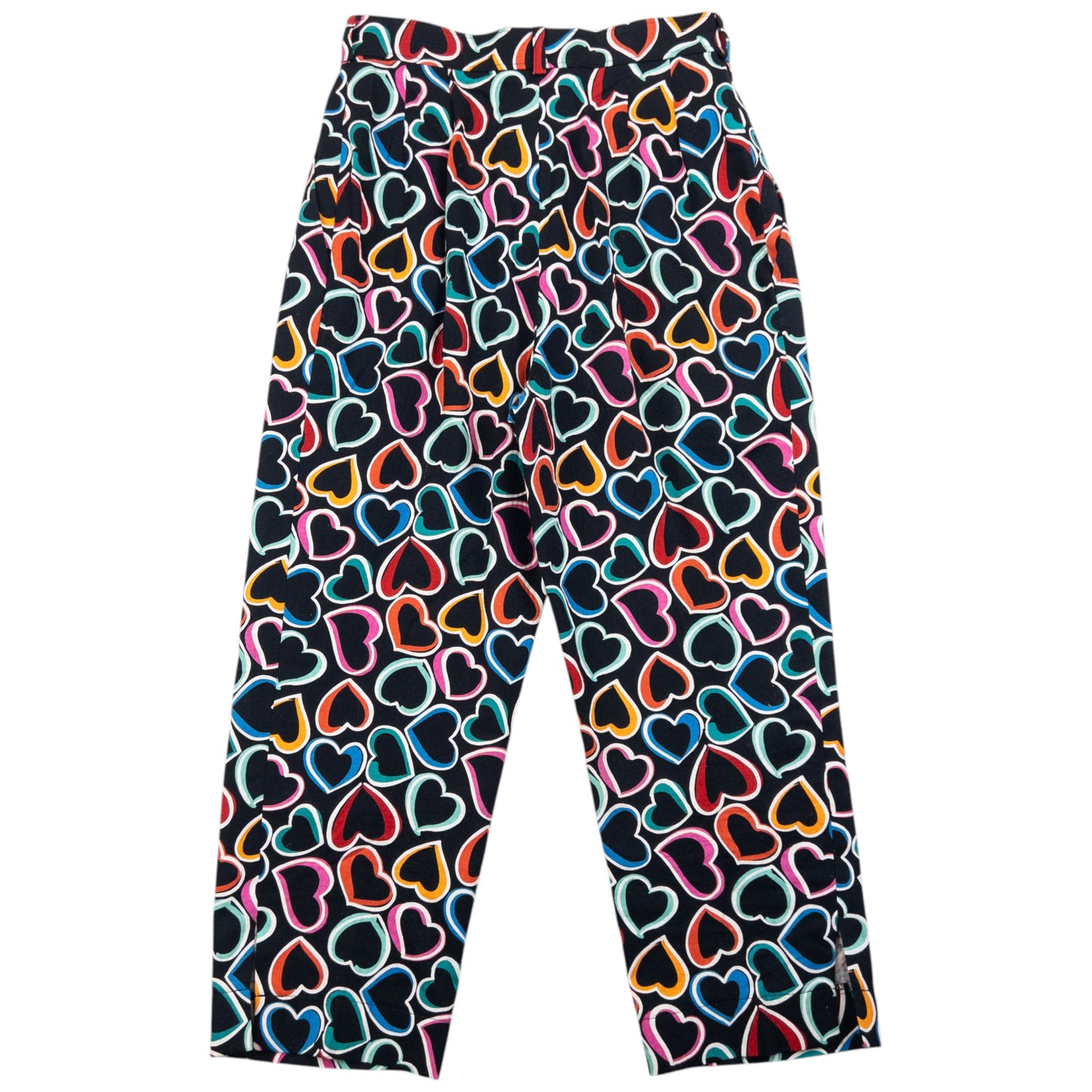 Vintage 80s YSL Yves Saint Laurent Heart Print Top & Trousers Set Womens Size XS
