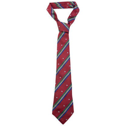 Vintage 80s Burberry Monogram Striped Silk Tie