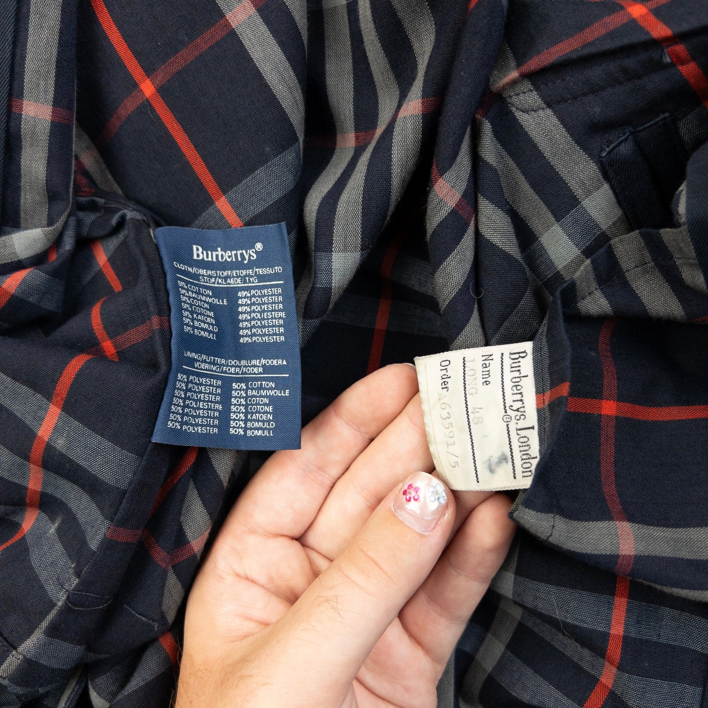 Vintage 90s Burberry Nova Check Lined Trench Jacket Size L