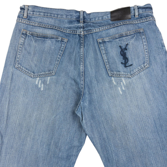 Vintage YSL Yves Saint Laurent Embroidered Denim Jeans Size W39