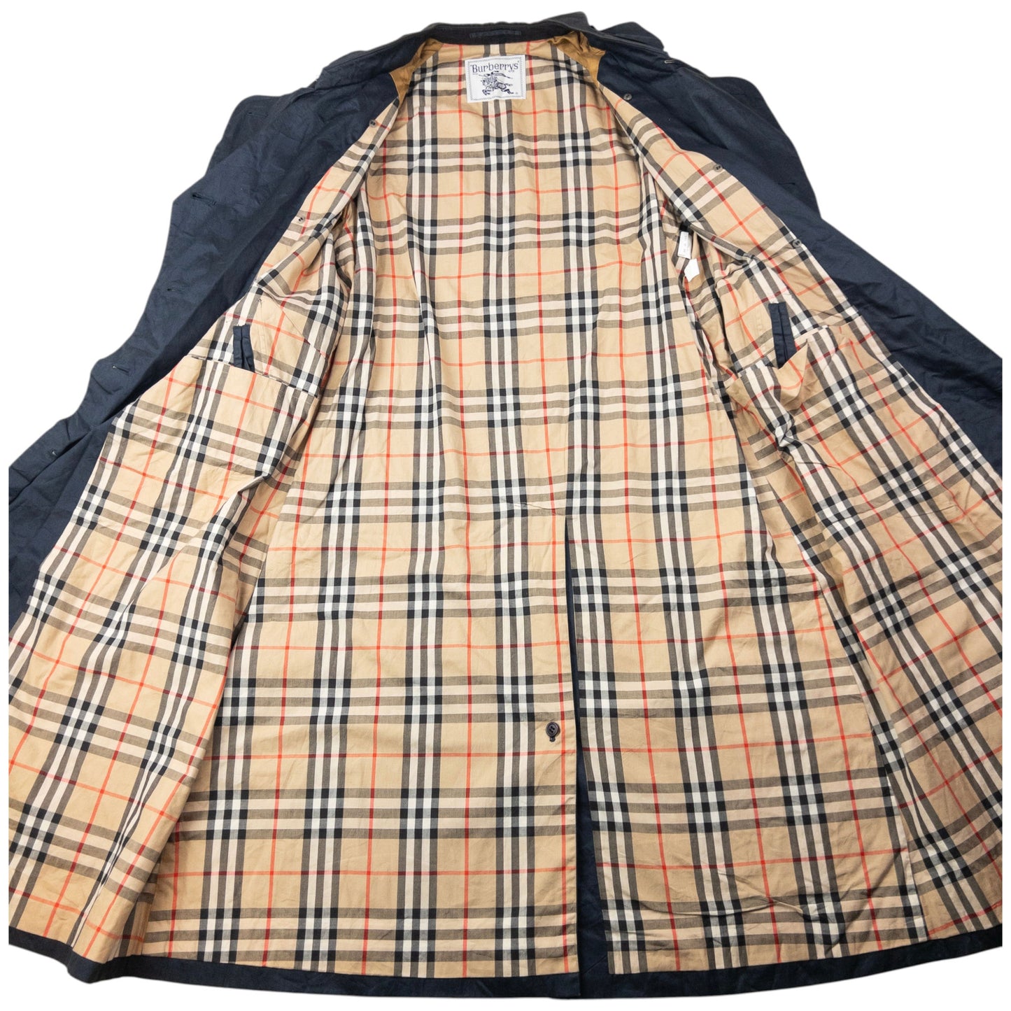 Vintage 80s Burberry Belt Waist Nova Check Lined Trench Jacket Size M