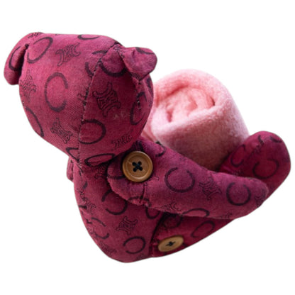 Vintage 90s Celine Monogram Teddy Bear & Embroidered Flannel