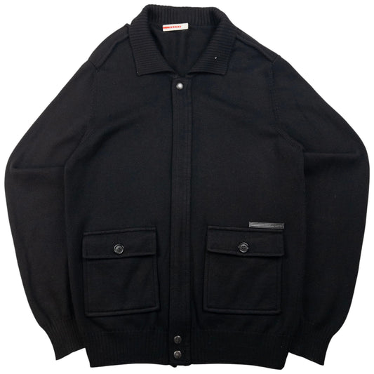 Vintage Prada Sport Zip Up Wool Cardigan Size M