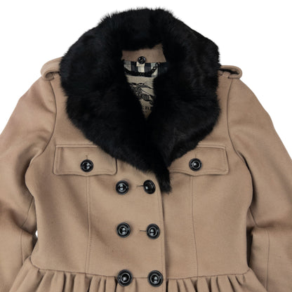 Vintage Burberry Nova Check Lined Fur Collar Jacket Womens Size M