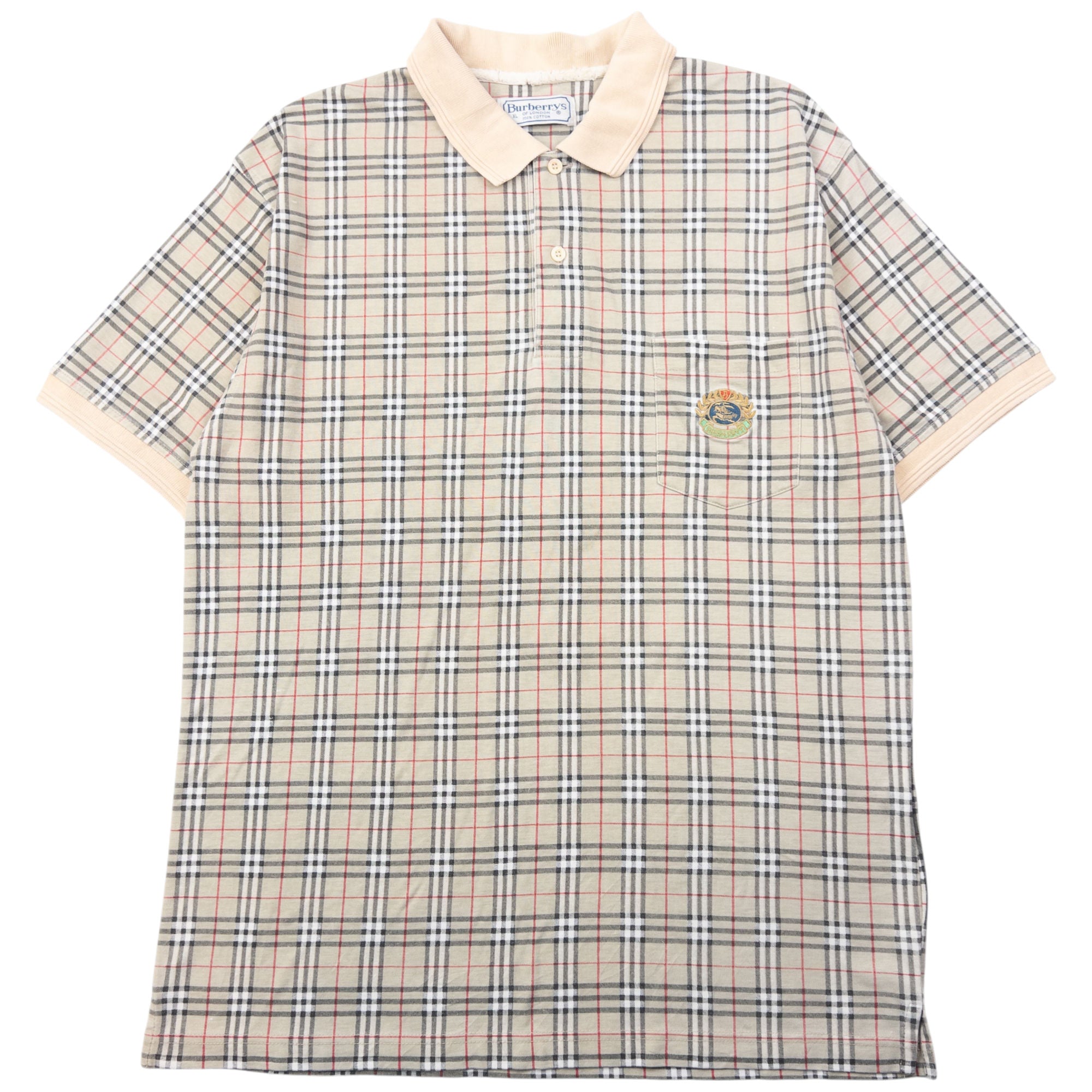 Vintage 90s Burberry Nova Check Polo Shirt Size XL
