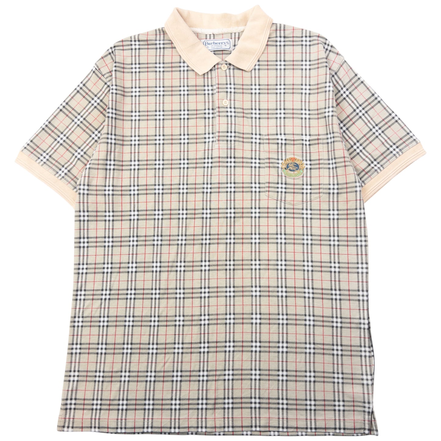 Vintage 90s Burberry Nova Check Polo Shirt Size XL