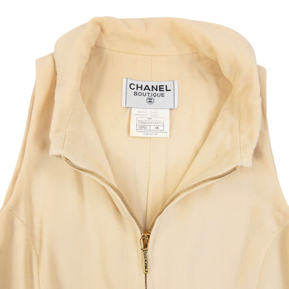 Vintage 1995 Chanel Wool & SIlk Sleeveless Dress in cream, photo 6