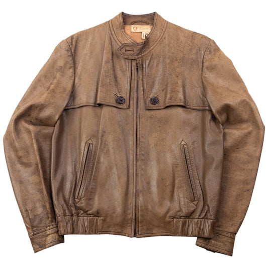 Vintage 80s Gucci Zip Up Leather Jacket Womens Size M