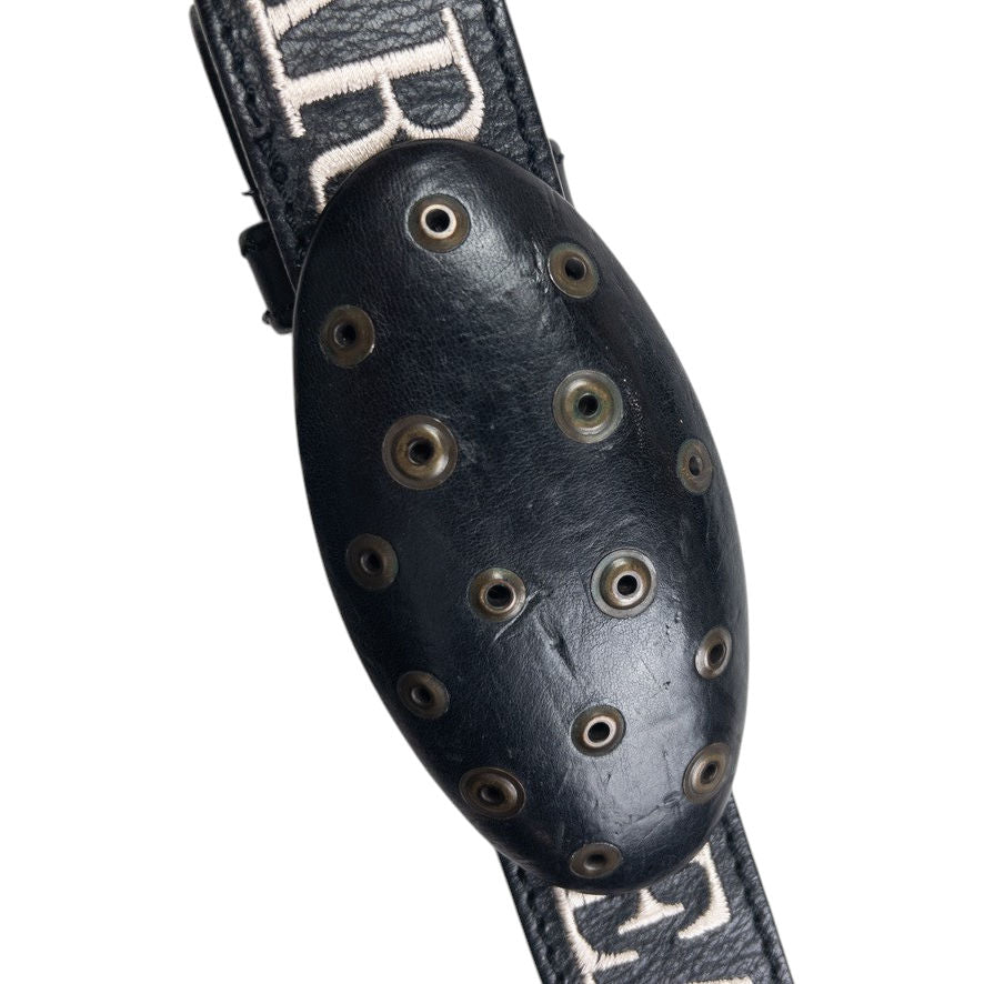 Vintage Armani Jeans Embroidered Leather Belt Size W38