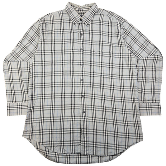 Vintage Burberry Nova Check Long Sleeve Button Up Shirt Size L