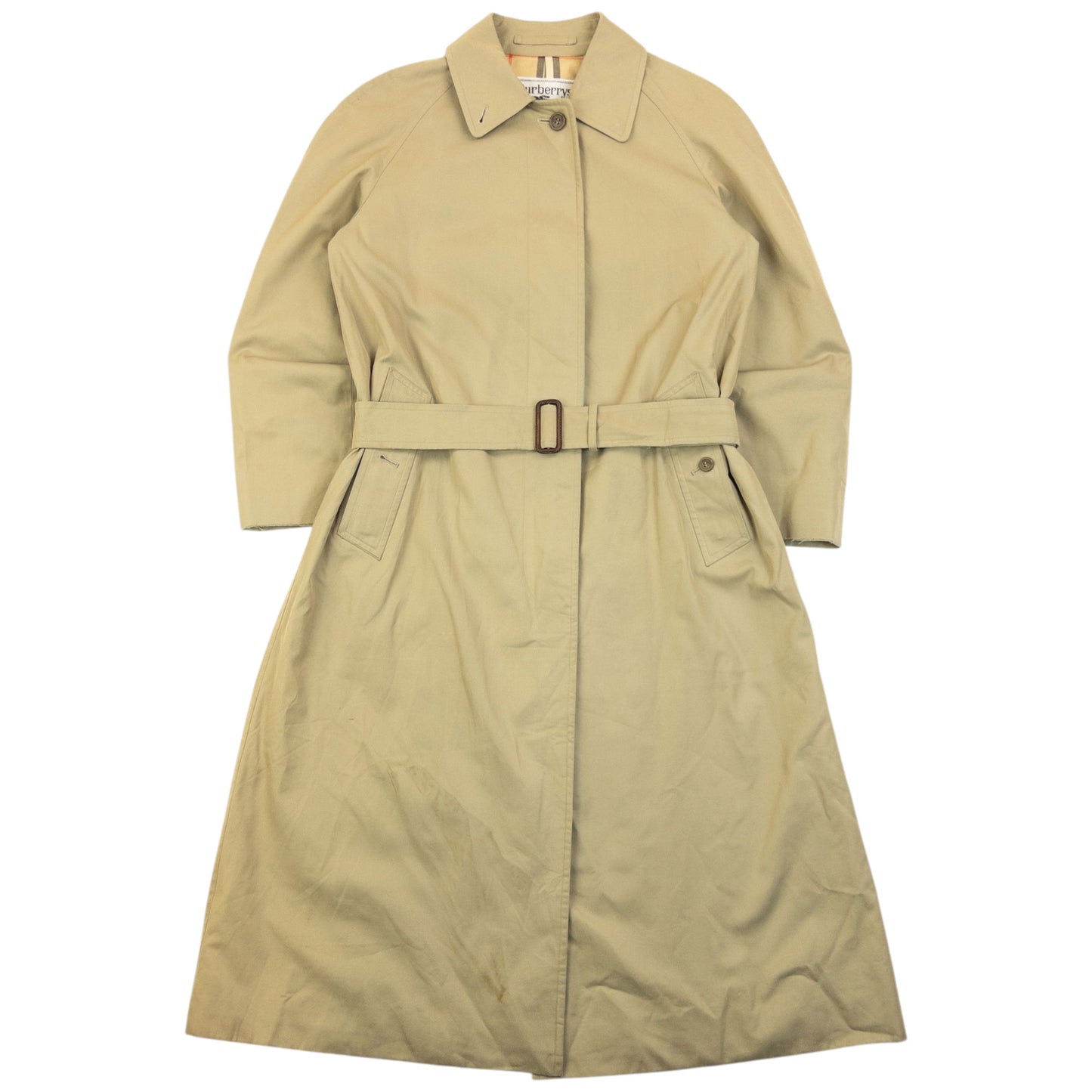 Vintage 90  Burberry Nova Check Lined Belt Waist Trench Jacket Womens Size M