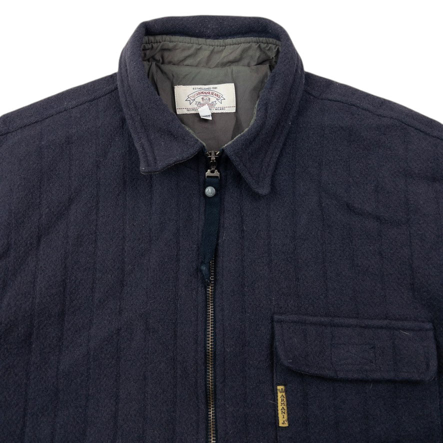 Vintage 90s Armani Jeans Quilted Wool Jacket Size XL