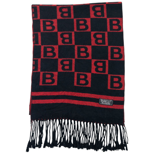 Vintage 90s Burberry Monogram Checkered Cashmere Tassel Scarf
