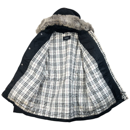 Vintage 2000s Burberry Black Label Nova Check Lined Fur Collar Jacket Size M