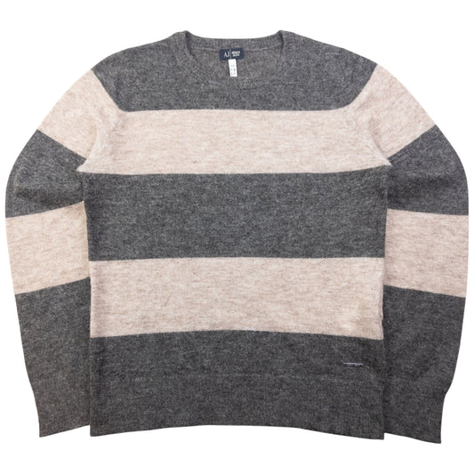 Vintage Armani Jeans Striped Wool Jumper Womens Size L