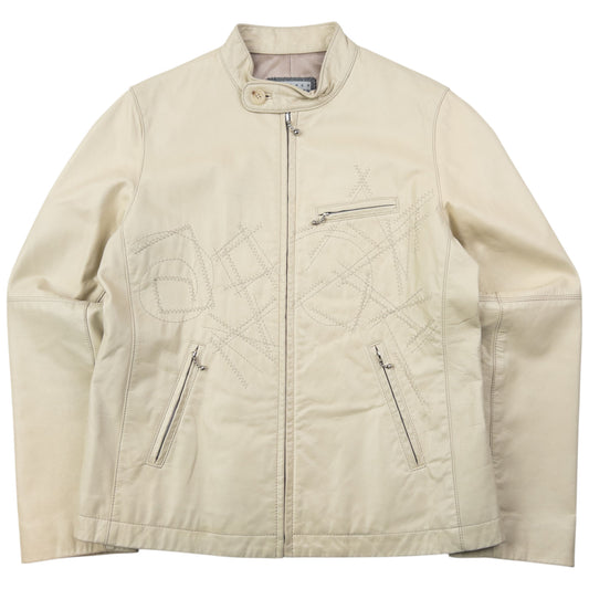 Vintage 90s Hai Sporting Gear By Issey Miyake Embroidered Leather Jacket Womens Size M