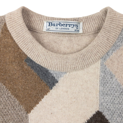 Vintage 90s Burberry Geometric Wool Knit Jumper Size L