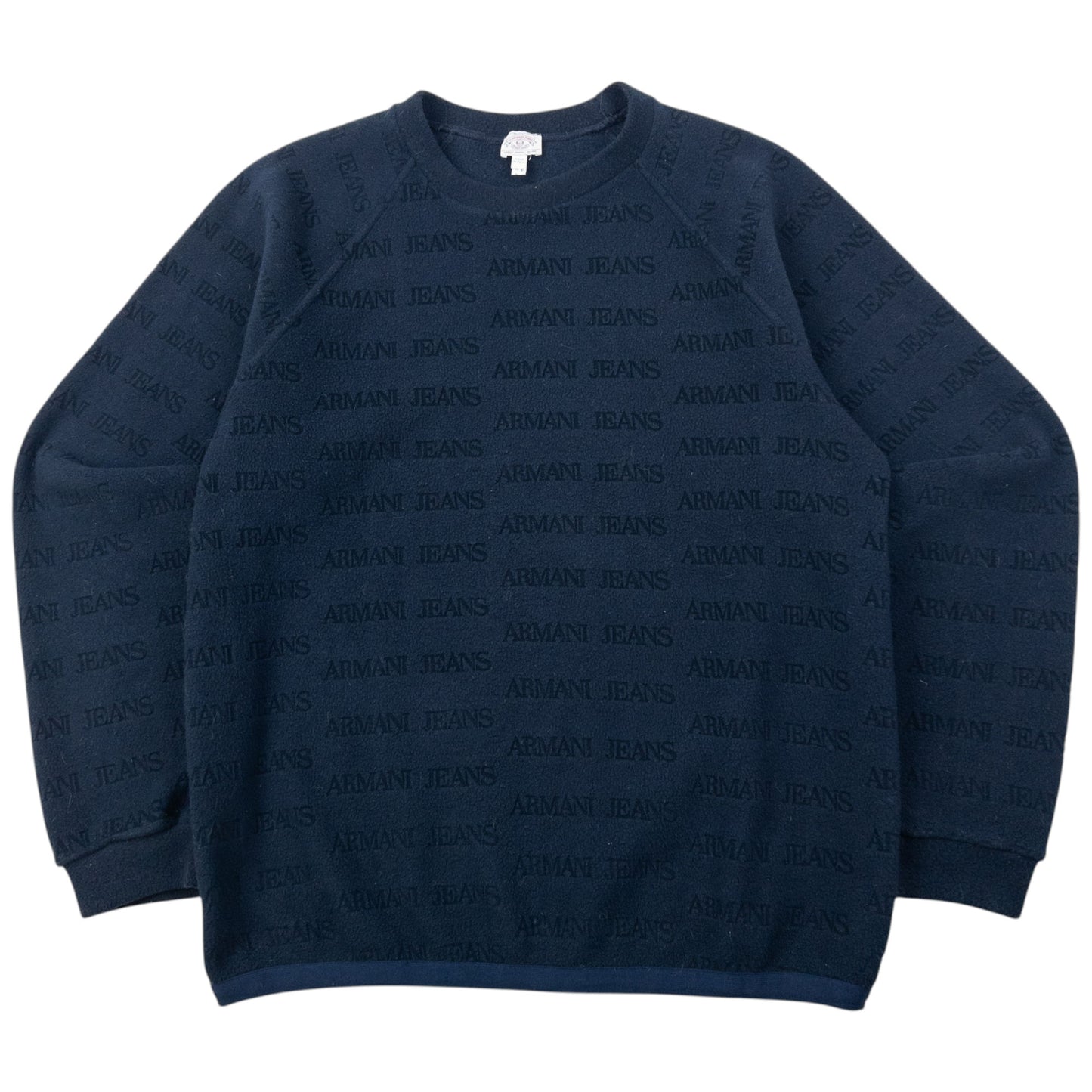 Vintage 90s Armani Jeans Monogram Fleece Sweatshirt Size M