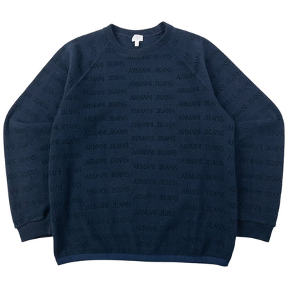 Vintage 90s Armani Jeans Monogram Fleece Sweatshirt Size M