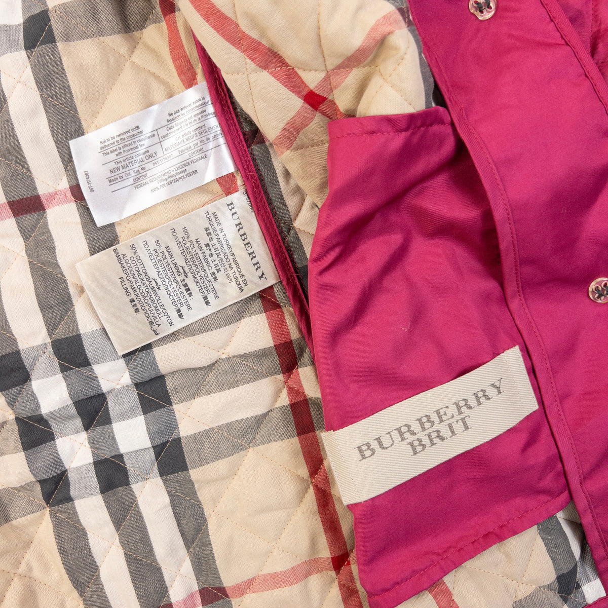 Vintage Burberry Brit Nova Check Lined Quilted Jacket Womens Size L