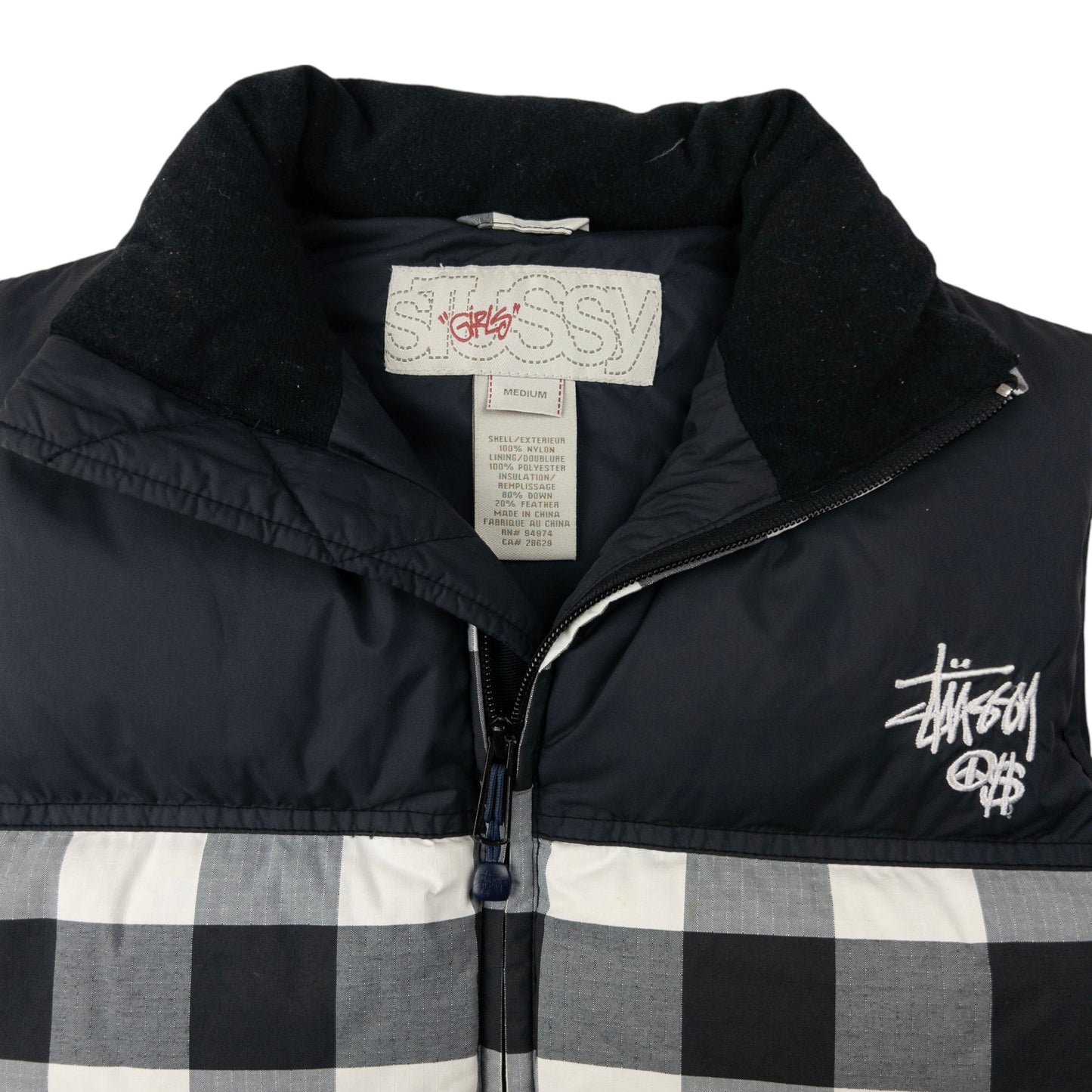 Vintage Stussy GIRLS Zip Up Puffer Gilet Womens Size M