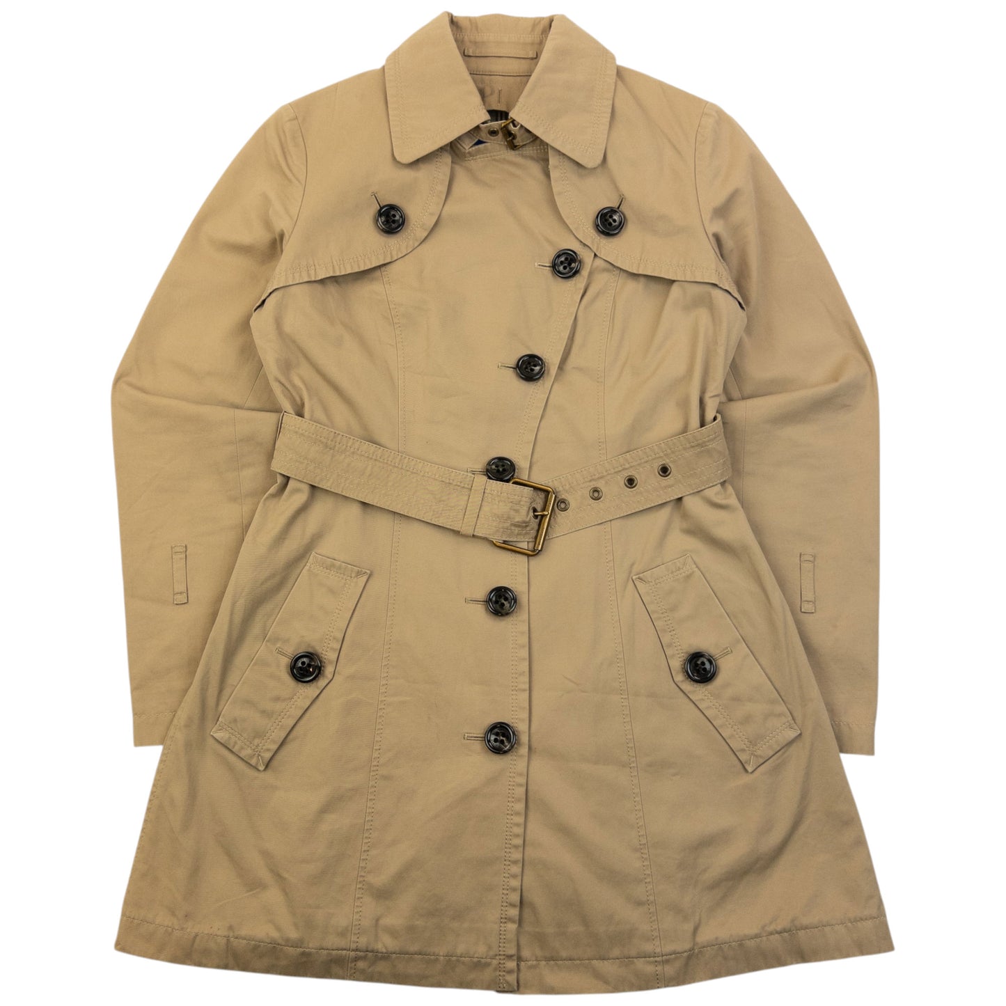 Vintage 2000s Burberry Blue Label Nova Check Lined Trench Jacket Womens Size S