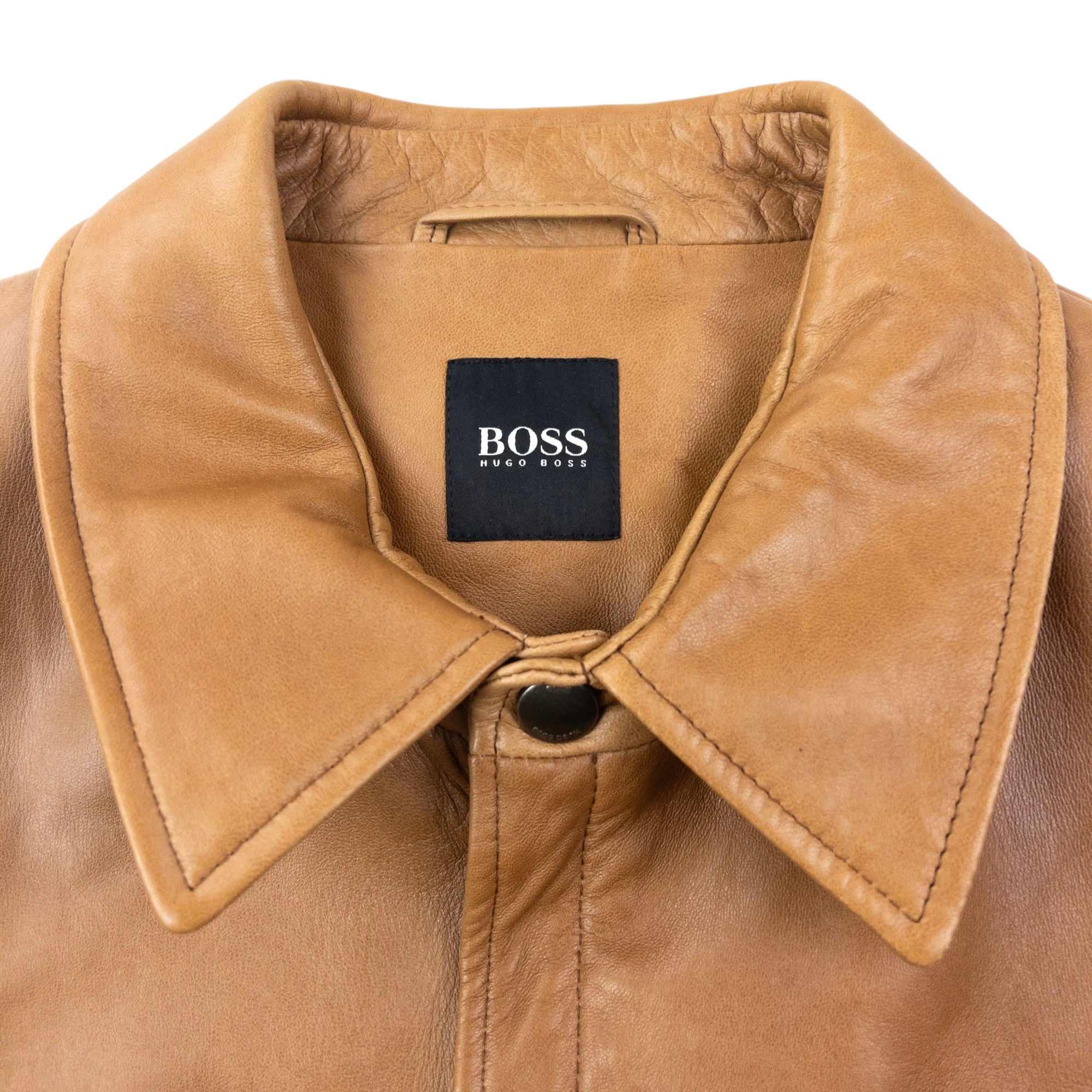 Vintage 2000s Hugo Boss Zip Up Lamb Leather Jacket Size L