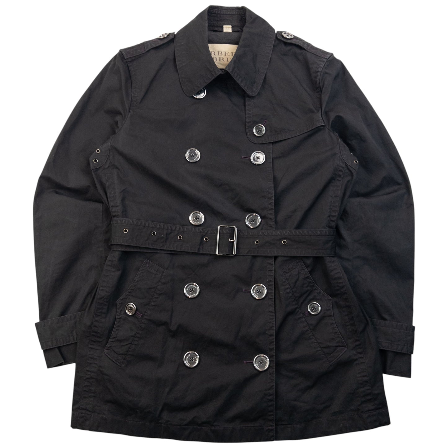Vintage Burberry Brit Belt Waist Trench Jacket Womens Size M