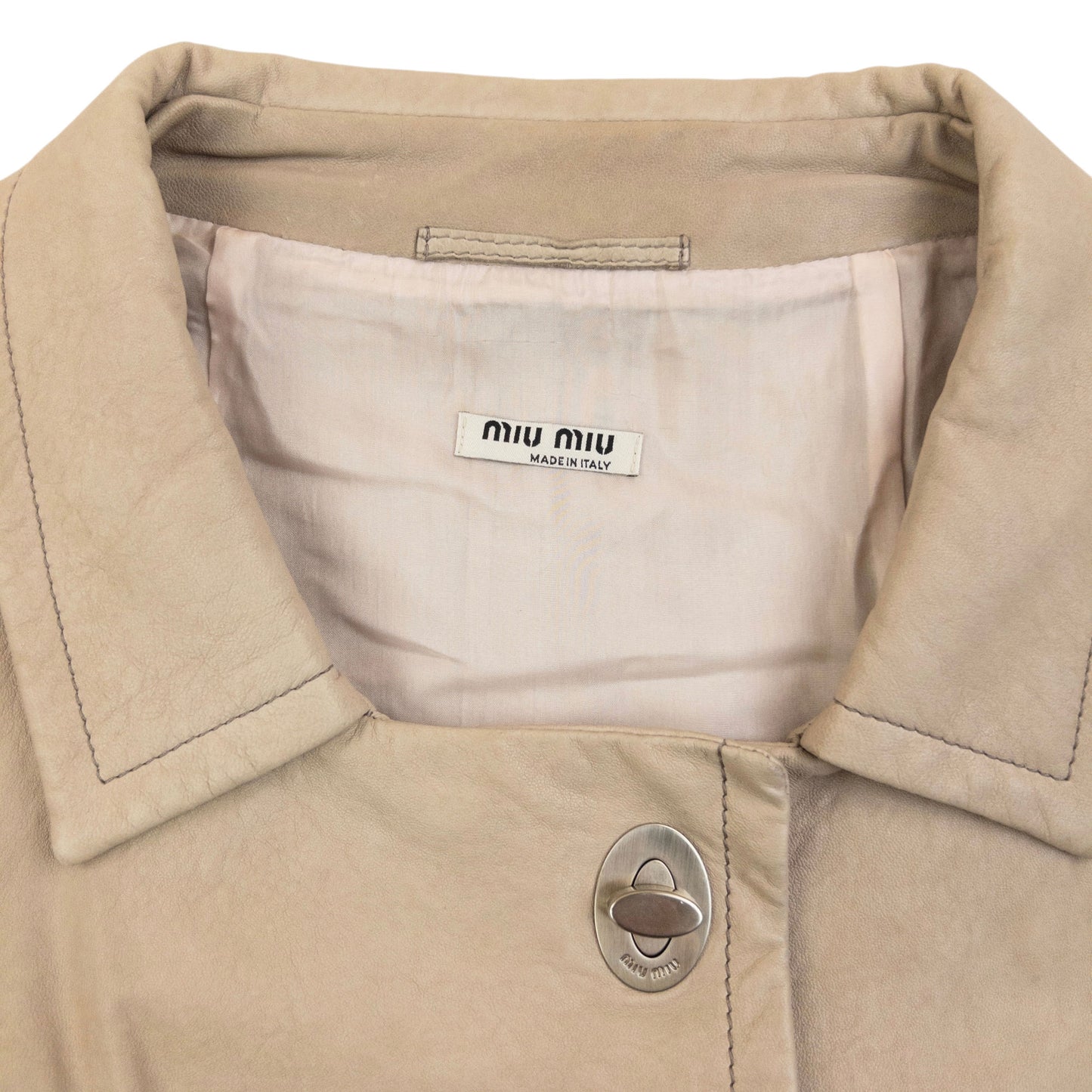 Vintage 2010 Miu Miu Leather Trench Jacket Womens Size S