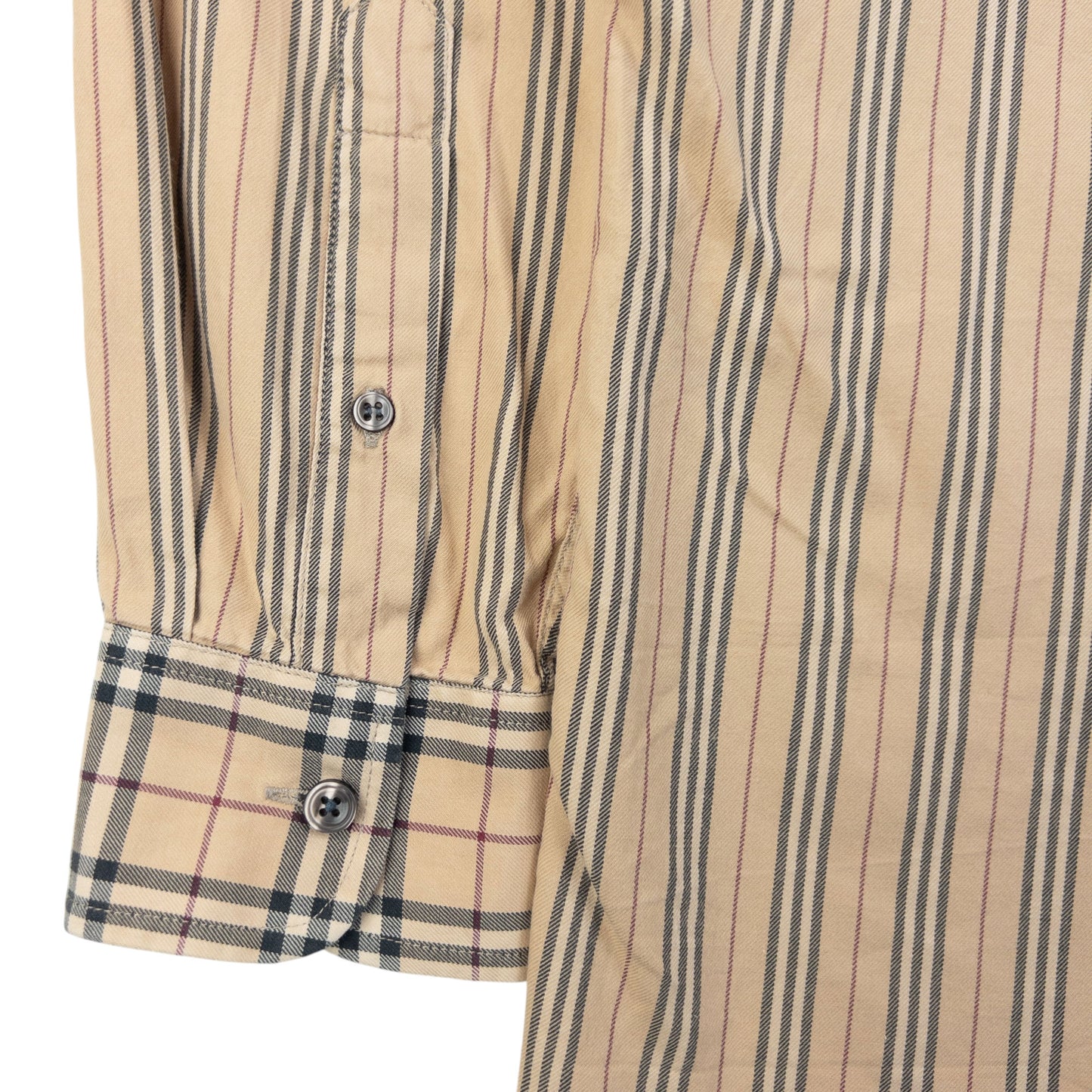 Vintage 2000s Burberry Nova Check Stripe Long Sleeve Button Up Shirt Size M