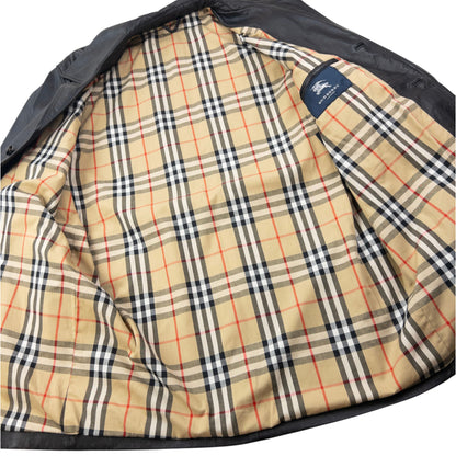 Vintage 2000s Burberry Nova Check Lined Leather Jacket Size XL