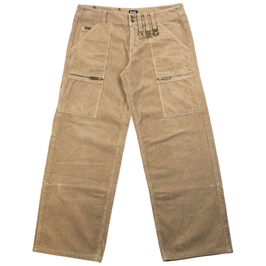 Vintage 2003 Dolce & Gabbana Multi Pocket Corduroy Trousers Size W32