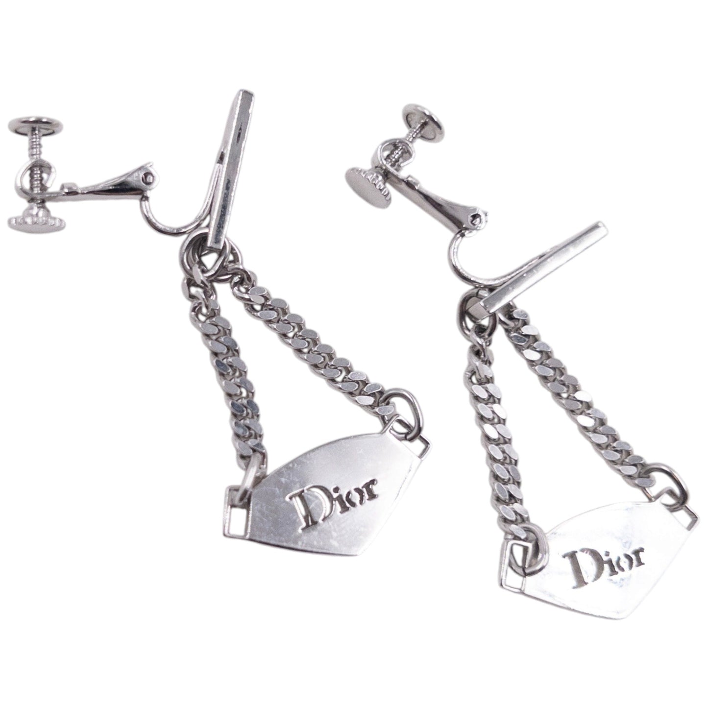 Vintage 2000s Dior By John Galliano Silver Clip-On Earrings