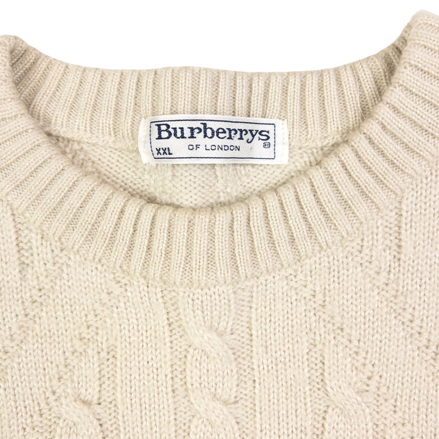 Vintage Burberry Embroidered Cable Knit Jumper Size XL