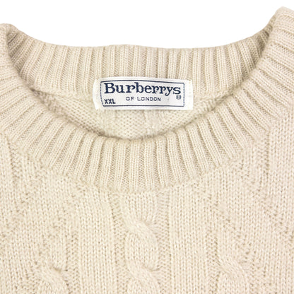 Vintage Burberry Embroidered Cable Knit Jumper Size XL