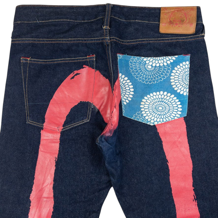 Vintage Evisu Painted Daicock Japanese Denim Jeans Size W35