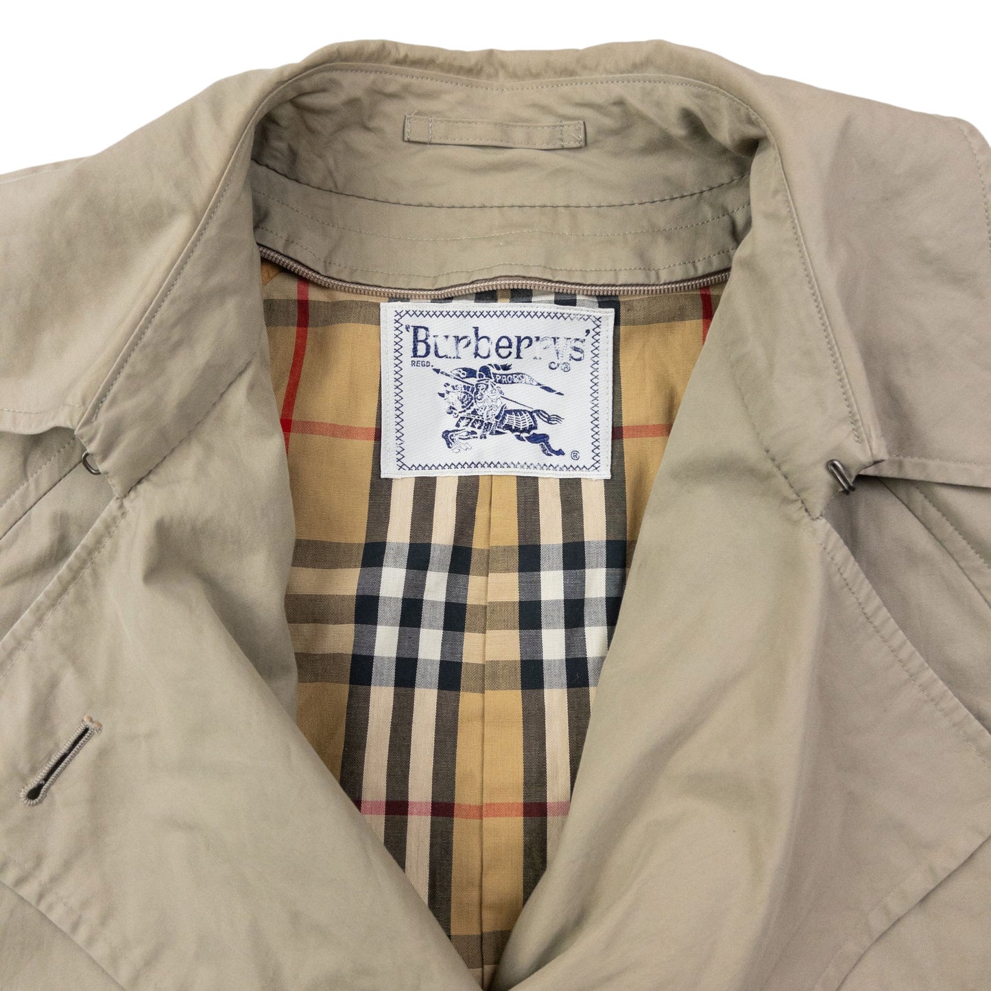 Vintage 80s Burberry Nova Check Lined Trench Jacket Size M
