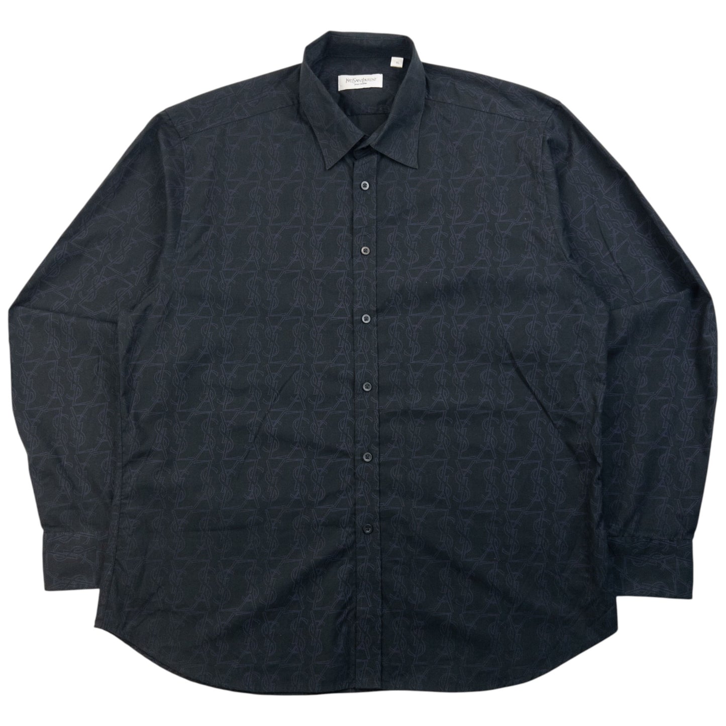 Vintage 2000s YSL Yves Saint Laurent Monogram Long Sleeve Button Up Shirt Size XL