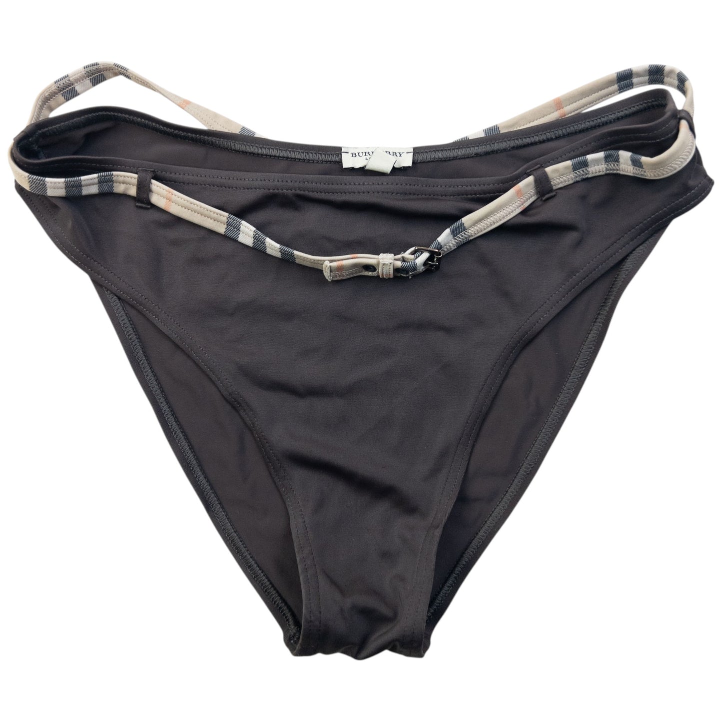 Vintage Burberry Nova Check Trim Buckle Bikini Set Womens Size M