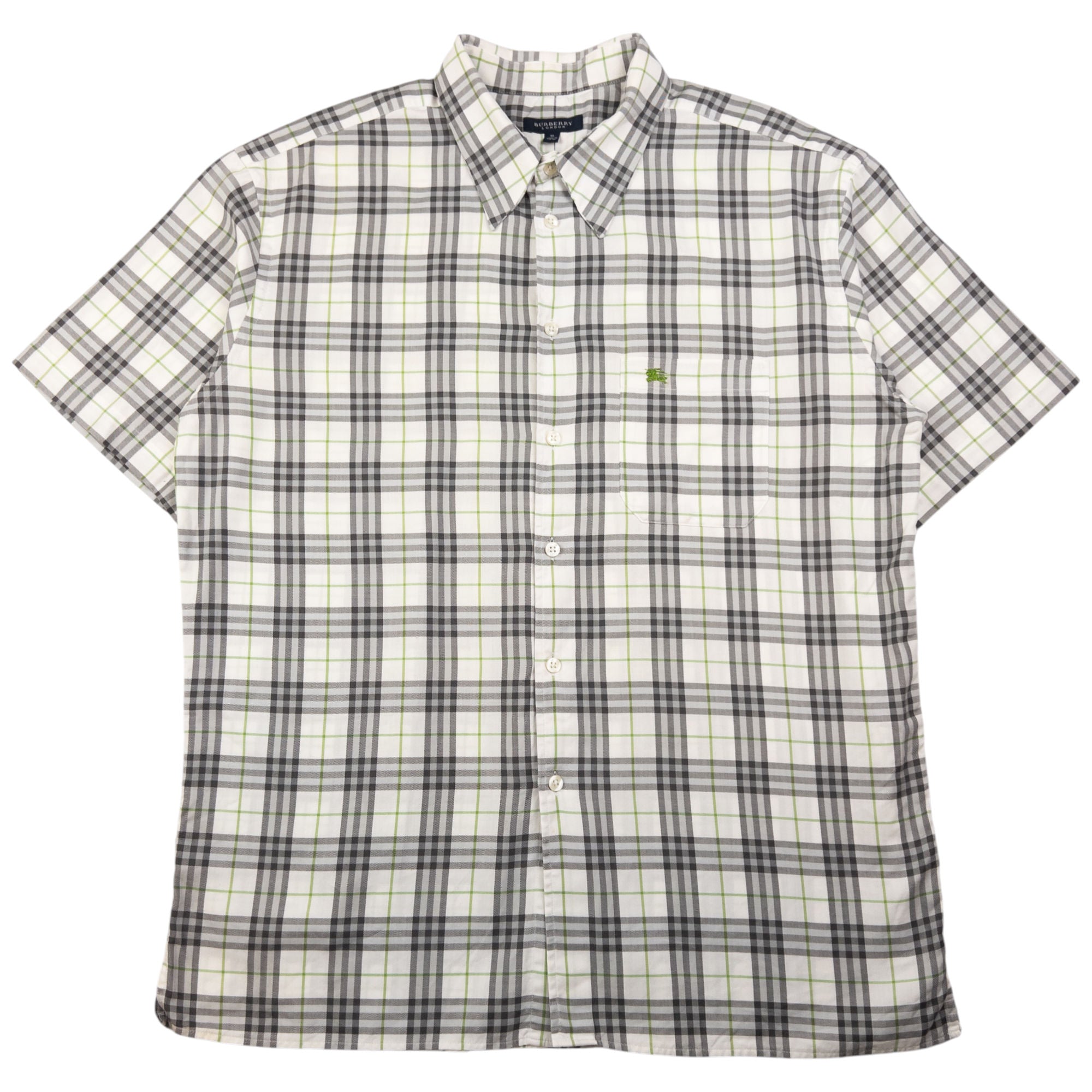 Vintage Burberry Nova Check Short Sleeve Button Up Shirt Size XL