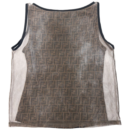 Vintage 90s Fendi Monogram Layered Mesh Top Womens Size M