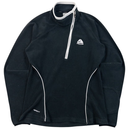 Vintage 2000s Nike ACG Asymetrical Q Zip Fleece Sweatshirt in black, embroidered logo detail