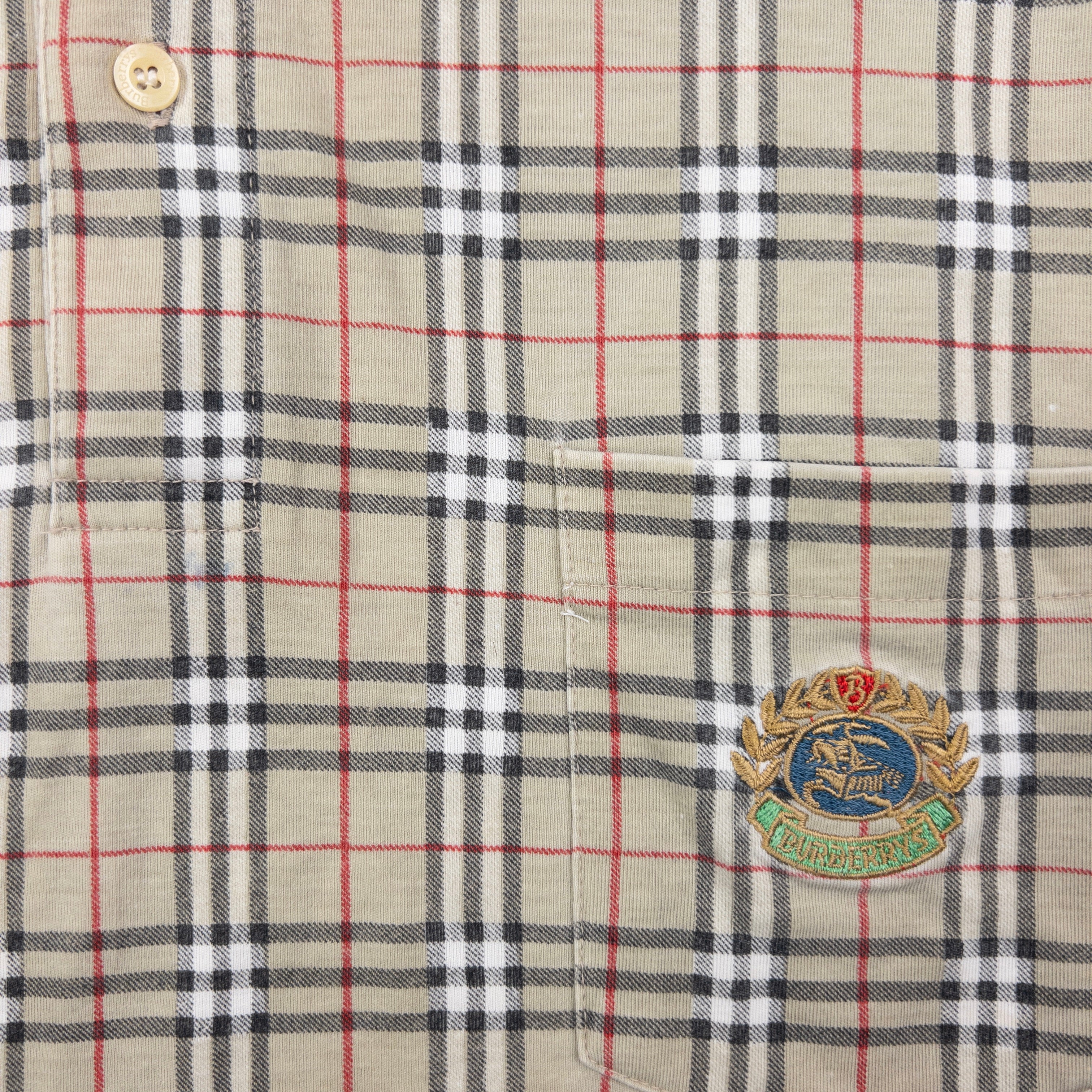Vintage 90s Burberry Nova Check Polo Shirt Size XL