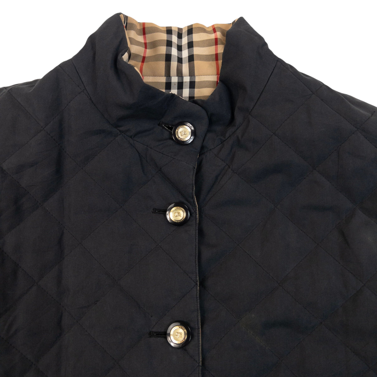 Vintage 90s Burberry Nova Check Quilted Reversible Jacket Size M