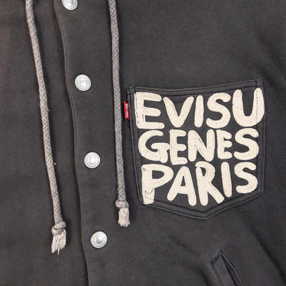 Vintage 2000s Evisu Genes Paris Embroidered Gull Text Button Up Hoodie Size M