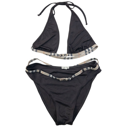Vintage Burberry Nova Check Trim Buckle Bikini Set Womens Size M