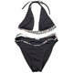 Vintage Burberry Nova Check Trim Buckle Bikini Set Womens Size M